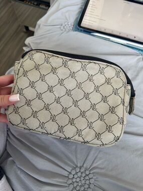 Ralph Lauren Beige RL Monogram Canvas Cosmetic Case with Black Trim